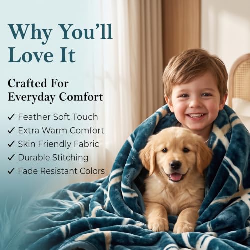 Image of BSB HOME Single Bed Mink Blanket, Velvet Like Soft Plush Fleece Blanket, Warm Lightweight AC Blanket for Winter, Ultra Soft Cozy Bed Blanket for Home & Travel,56 x 80 Inches(142 x 203 cm) - Ocean Blue