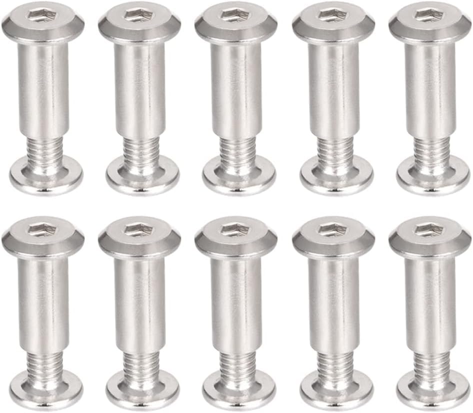 TA-VIGOR 10 Sets Furniture Connecting Screws Bolts, M6 x 10mm Binding Screws Posts Belt Buckle Binding Bolts