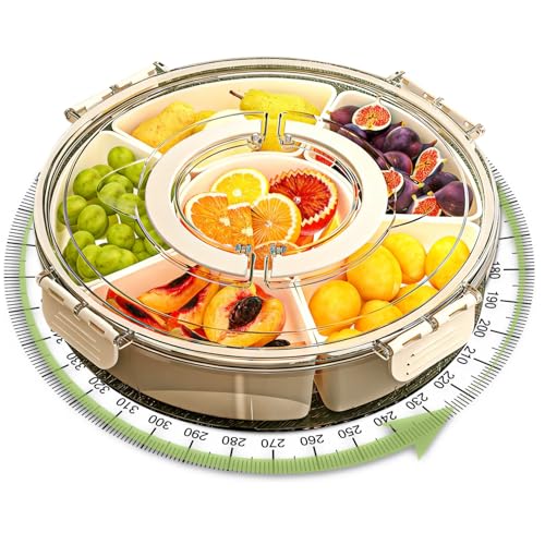 La Mejor Lista de Tey vidrio instagram al mejor precio. 47 CSJD@J Bandejas Divididas Con Tapa Y Asas,Contenedores Transparentes Sellados Para Refrigerios,Redondos Y Giratorios,Caja Portátil Para Verduras Y Frutas Para Cocina Y...