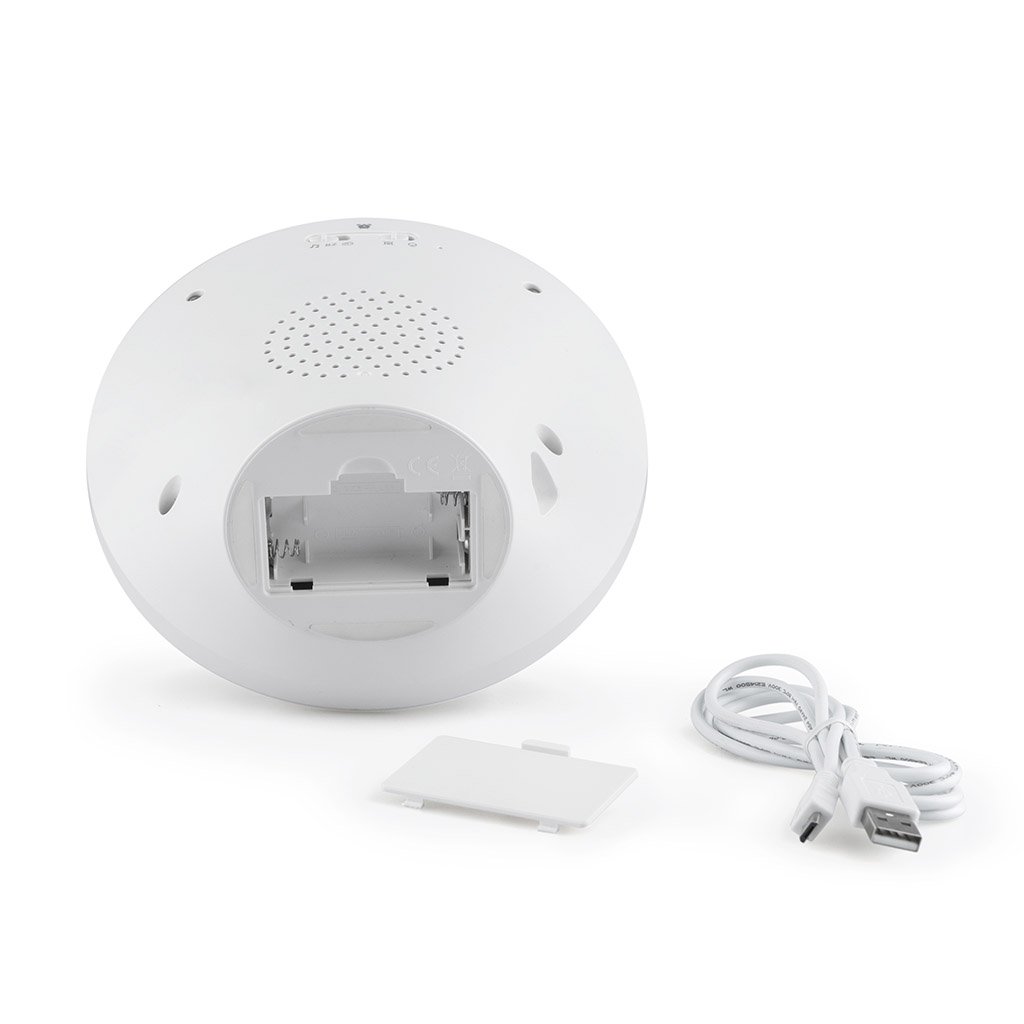 Balvi Radio Despertador Lunar Color Blanco con luz, Alarma, FM, LCD Screen, Snooze, Ajuste de Brillo Plástico ABS 17cm