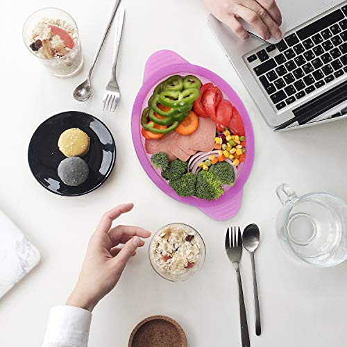 Microwave Steamer Cooker Collapsible Bowl-Silicone Steamer Cookware With Handle Lid For Vegetables Fish Prep Meal Food With Removable Rack Bpa Free, Easy To Store, Freezer & Dishwasher Safe, Purple #TOP2