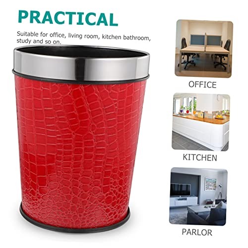 Caneca de basura rectangular para baño color rojo miniatura 4