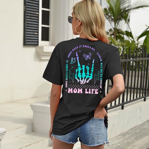 Mama Shirts Mom Life T-Shirts Women Some Days I Rock It Shirt Vintage Casual Short Sleeve Tops3