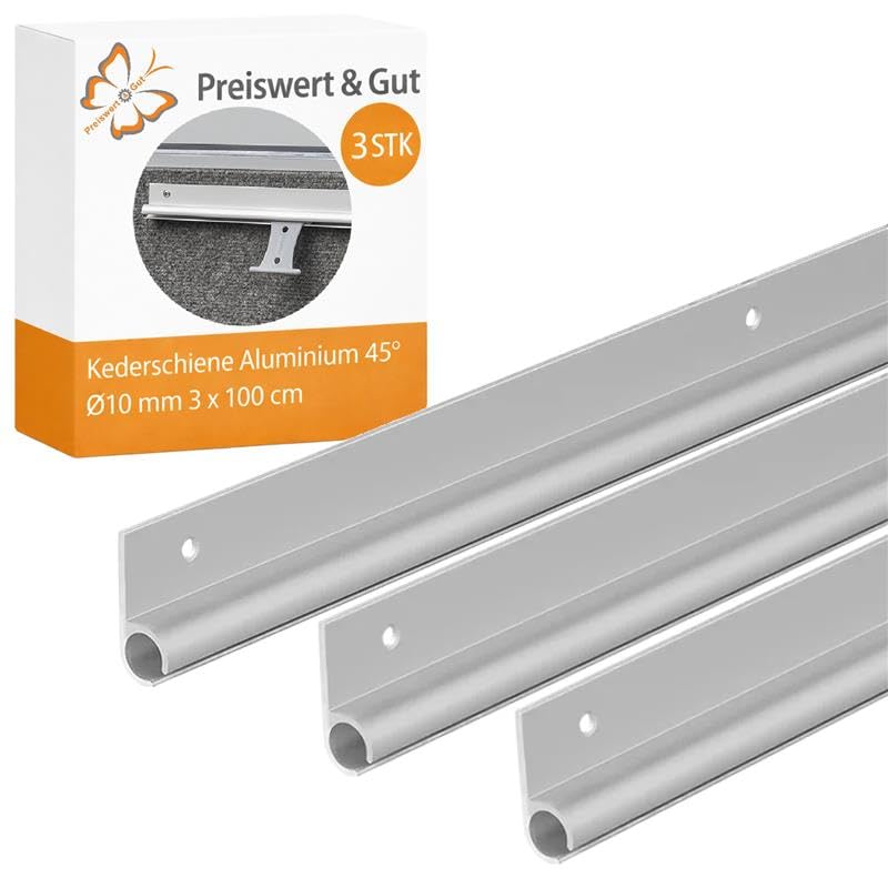 3 STK Kederschiene Aluminium 10 mm 45 Grad Dachmontage Markise Vorzelt