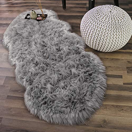 Noahas Faux Sheepskin Area Rugs Silky Long Wool Carpet for Living Room Bedroom