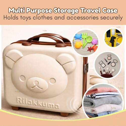 Image of Toy Imagine Makeup Suitcase for Women Vanity Box Hard Shell Cosmetic Travel Bag Portable Makeup Case Small Suitcase Style Organizer for Travel Waterproof Lightweight Makeup Storage with Elastic Band