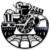 HONKKTHY Film Camera Wall Clock - Movie Theater Vinyl Art, Cinematic Decor Silent Clock, Unique Director/Photographer Gift, 12' Round Studio, Living Room Cinema Decor (A-Without LED)