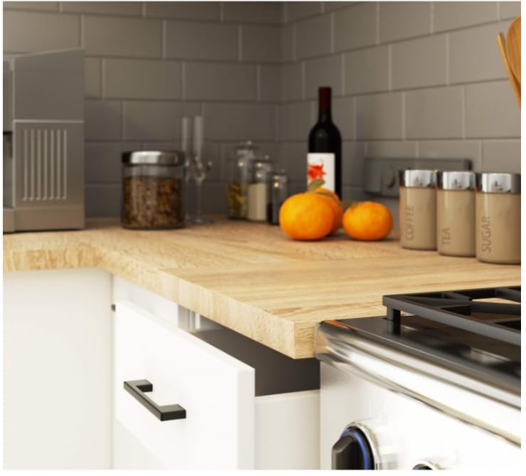 BDW - Ensemble de Meubles de Cuisine Complet Sans Appareils électroménagers - Mini-Cuisine 240 cm de Large - 240x203x46 cm - Blanc