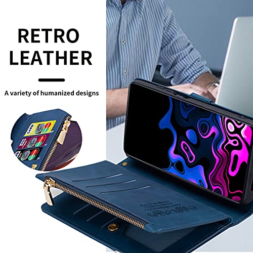 Asuwish S7-EDGE-JKXTPJ-US Phone Case For Samsung Galaxy S7 Edge Wallet Cover With Tempered Glass Screen Protector And Wrist Strap Leather Flip Zipper Credit Card Holder Stand Cell Accessories S7Edge S 7 Gs7 7S 7Edge Women Blue thumb #6