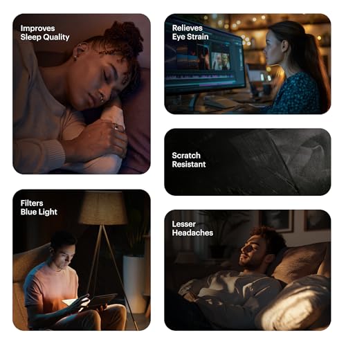 Image of ULTRAHUMAN Blue Light-Blocking Glasses (Night) | Improve Sleep Quality | Enhance Productivity | Reduce Eye Strain, Elegant Eyewear for Computer, Gaming, & Reading