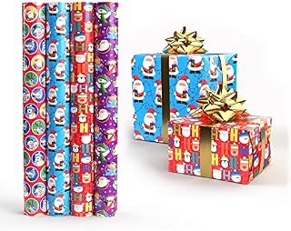 4 X 10M Cute Christmas Gift Wrapping Paper Roll (40 Meters) Ideal for Xmas, Festive Season