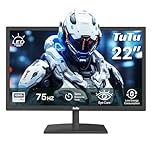 TuTu 22 Pollici LED Monitor Full HD 75HZ 5ms Eye Care (1920 x 1080, VGA HDMI AUDIO OUT VESA 100 * 100mm) Senza Sfarfallio, Filtro Luce Blu, Basso Consumo Energetico, Monitor per PC Casa Ufficio