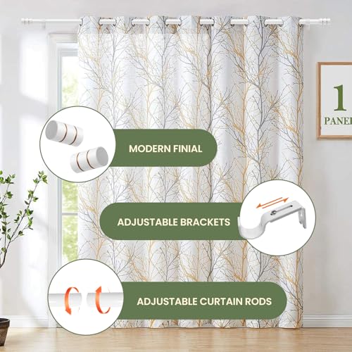 Image of Long Curtain Rods for Windows 66 to120 Inch Heavy Duty White Curtain Rods Splicing Set with Easy Installation for Sliding Glass Door Living Room Patio Modern Design