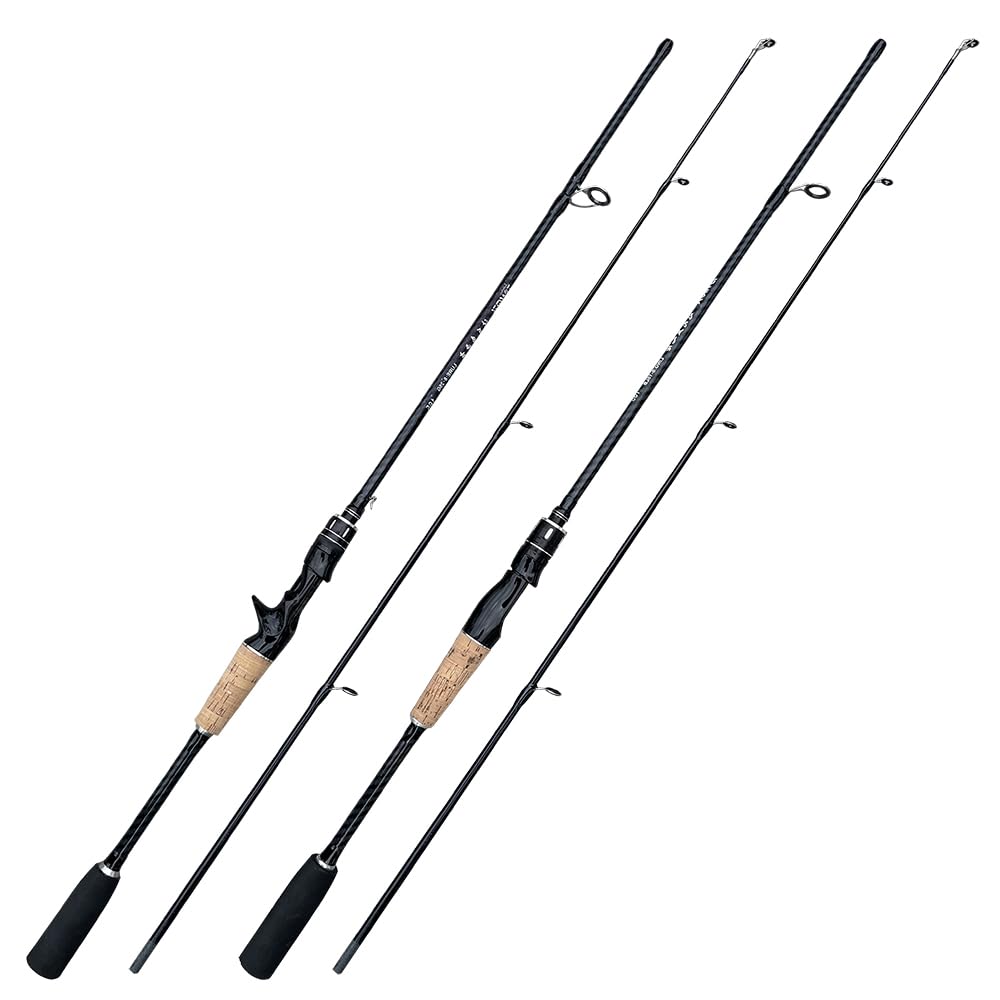CañAs De Pescar Caña de pescar de fibra de carbono ML, 2 secciones, caña for spinning/casting, 1,65 m/1,8 m, peso del cebo: 8-25 g, con anillo guía de cerámica, caña for jigging CañA De Pescar(Casting