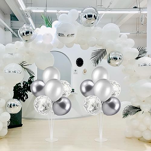 Silver Balloon Stand Centerpiece Table Decorations for 25th Wedding Anniversary Birthday Bridal Shower Father's Day Mother's Day Platinum Party Decorations(Silver gray set4) - Image 6