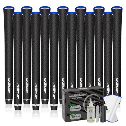 KINGRASP Multi Compound Golf Grips13 Grips Set Soft Rubber Golf Clubs Grips Anti-Slip Ecological Cotton Yarn Thread Technology Midesize Standard Size 6 Colors Optional (black Standard)
