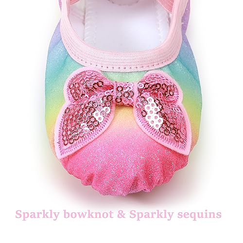 Ballet Shoes Glitter Split-Sole for Girls Toddler Dance Slippers with Elastic Laces for (Toddler/Little Kid/Big Kid)4