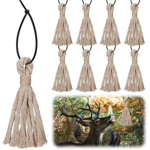 Yoojahow 8 Pcs Hemp Scrape Rope Deer Hunting Scent Tassels Rope Create Effective Mock Scrape Dripper Rope Hunting Gear Accessories with 16 Pcs Zip Ties Kit Hangs Anywhere (No Scent Included) Cover