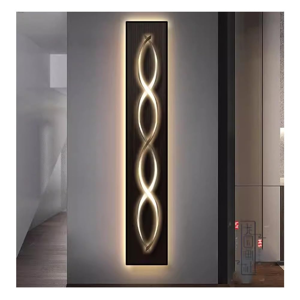 GRRICEPL Wandkunst, Große Abstrakte Dekorative Leinwandgemälde, Wandskulptur Mit LED Lichtern, Wohnzimmer Wandkunst Gemälde Schlafzimmer Büro Kunst Wand(Black-D,150X25CM)