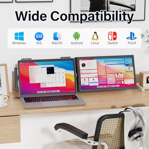Image of MAGICRAVEN Laptop Screen Extender, 15.6 inch 1080P IPS Portable Monitor, Travel Monitor for 13-15.6 inch Laptops with USB-C /HDMI Port, Plug and Play Attachment Screen for Windows /Mac /Android /Switch /PS5 /Xbox