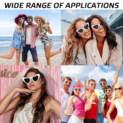 YISZCXIAK Herz Sonnenbrille Partybrille Set Herzform Brille JGA Brillen Herzbrille mit Stift Hippie Herzförmige Brille Herzchen Brille für Party Hochzeit Halloween 10 Stück (Weiß)