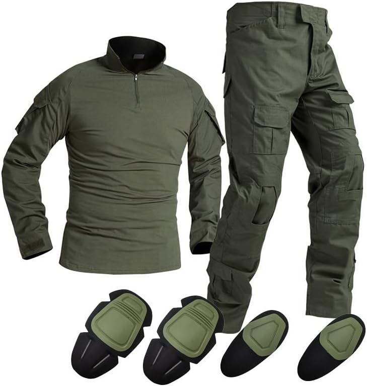 Outdoor Hunting Airsoft Shooting Battle Dress Uniform BDU Set Tactical Combat Camouflage Clothing with Kneepad Elbow Pads