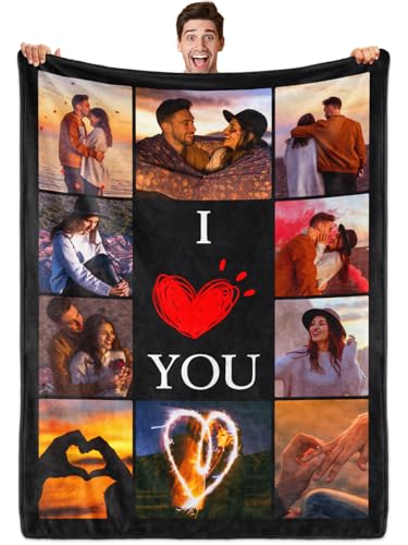 Sparklove Custom Blanket with Photos, Personalized Blankets with Picture, I Love You...