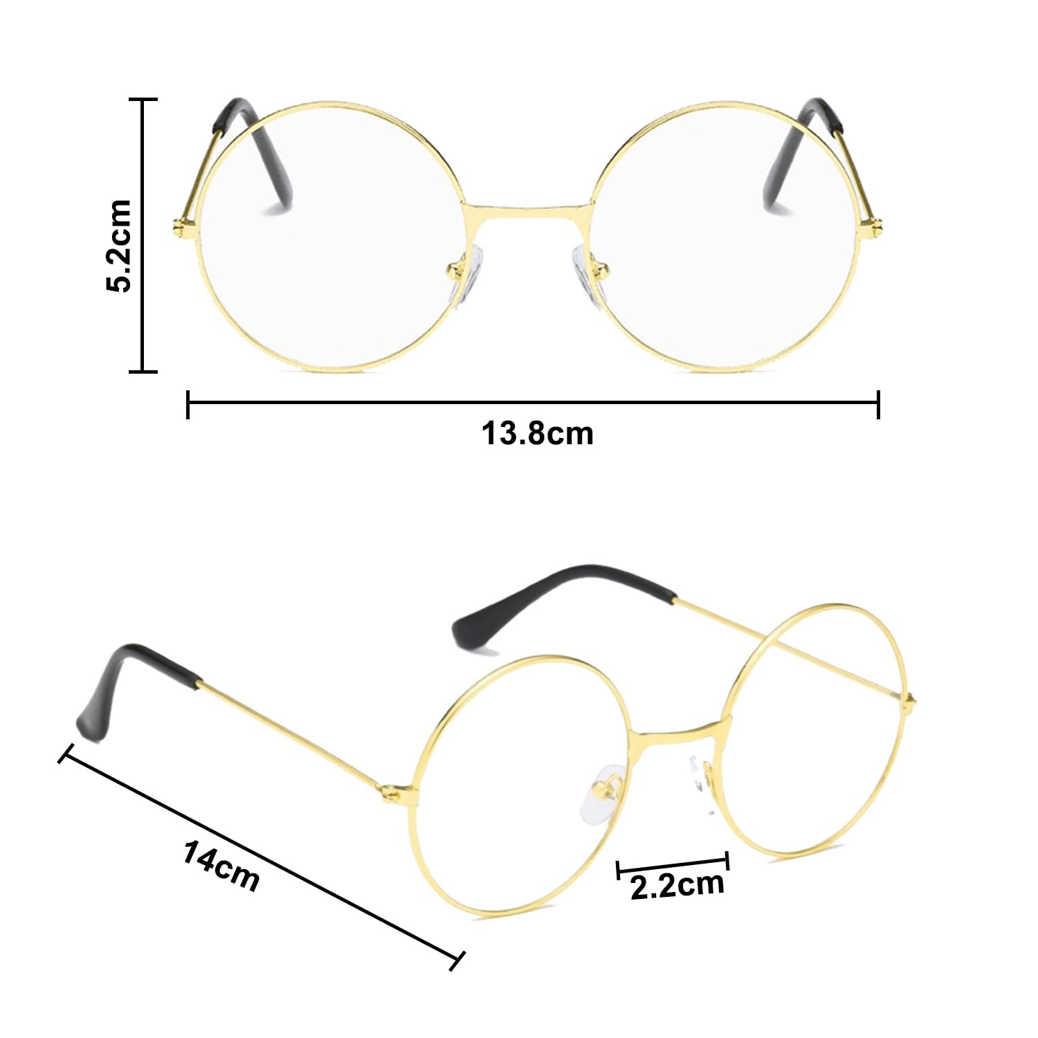 XNHIU 4 Pieces Christmas Santa Glasses Gold Round Glasses Old Man Costume Glasses Santa Fancy Dress Accessory for Adults - Image 2