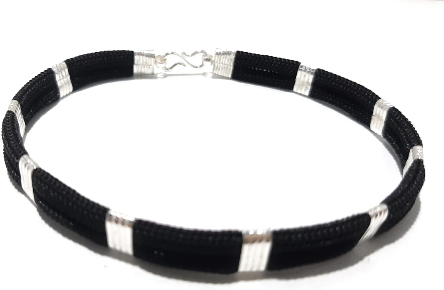 Black Thread Silver Anklet Single Nazariya Payal Pure Silver 925