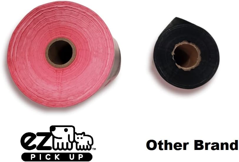 Image of EZ Pick Up 1000 Count Dog Waste Poop Bags, Unscented Single Roll, Heavy Duty, Improved Thickness (Pink - 1000ct)