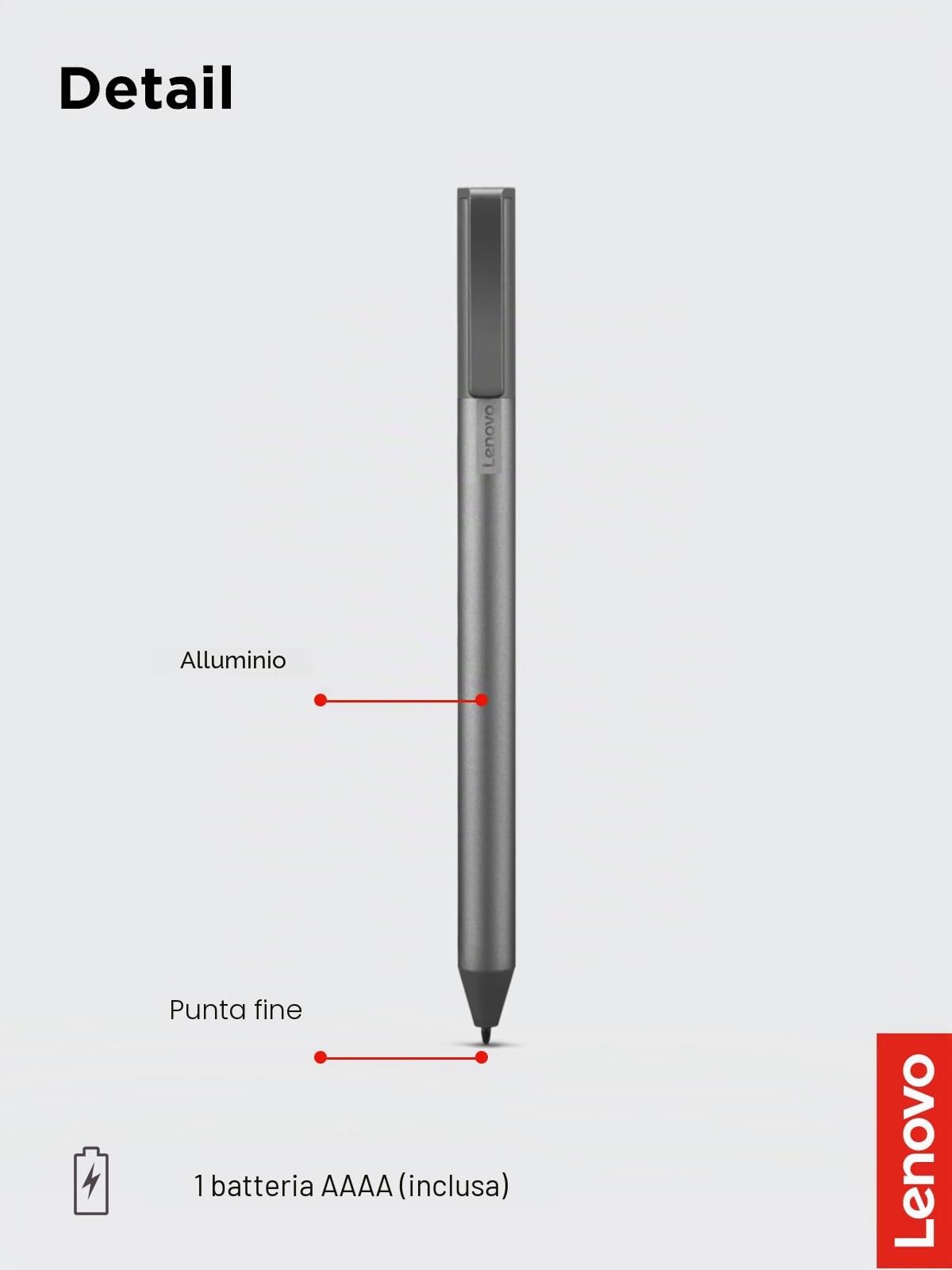 Lenovo GX81B10212 USI-Pen Pennino, Chrome OS (USI Protocollo), Solo Chromebook Compatibile, Grigio