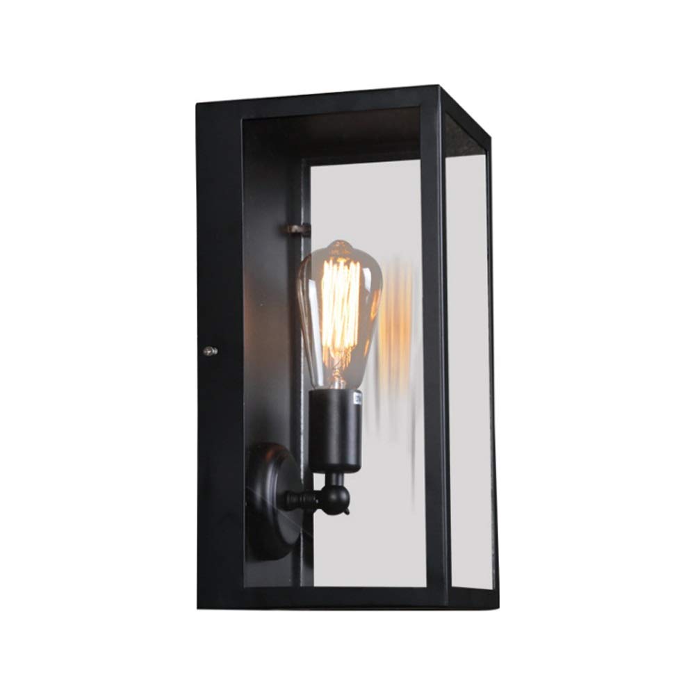 noxozoqm Rectangular Glass Outdoor Wall Lantern Outside Waterproof Villa Garden Wall Mounted Lighting Fixtures E27 Decoration