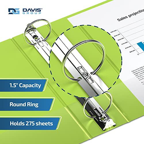 Image of Easyview 3-Ring Binder, Clear-View Cover, 1.5 inch Round Rings, Lime Green, 6Pk | Heavy-duty binder, fits 8.5 inch x 11 inch paper, customizable cover, made in Canada, ideal for school or office use