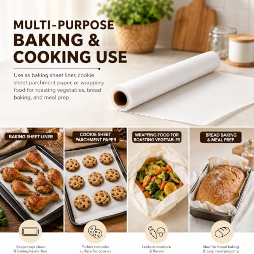 Image of PureBake Parchment Papers for Baking, Air Fryers, Oven, Non Stick, Butter Papers, Disposable, Heat Resistant & Food Grade