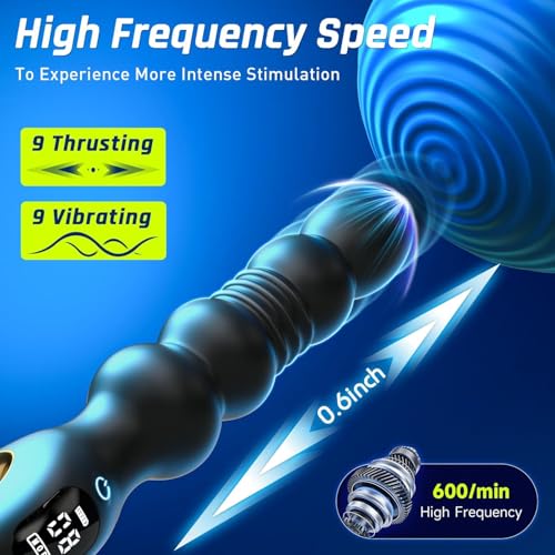 Image of Thrusting Anal Beads Prostate Massager, BEISAR Anal Vibrator Anal Toys Butt Plug 10 Vibrating Thrusting Anal Plug Male Sex Toys for Men Women Adult Toys Gradual Bead Anal Trainer App S&M Whips