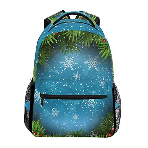 Preisvergleich Produktbild Rucksack mit Weihnachtsmotiven, Tannenbaum, Schneeflocken, Schulrucksack, große Kapazität, Segeltuch, lässig, für Reisen, Tagesrucksack für Erwachsene, Teenager, Damen, Herren, Kinder