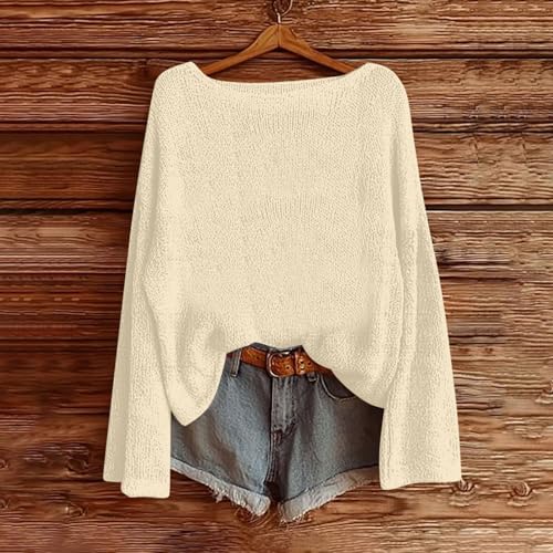 Women's Sweaters Boat Neck Long Sleeve Loose Fit Fall Fashion Casual Tops Soft Basic Pullover Travel Solid Outfits2
