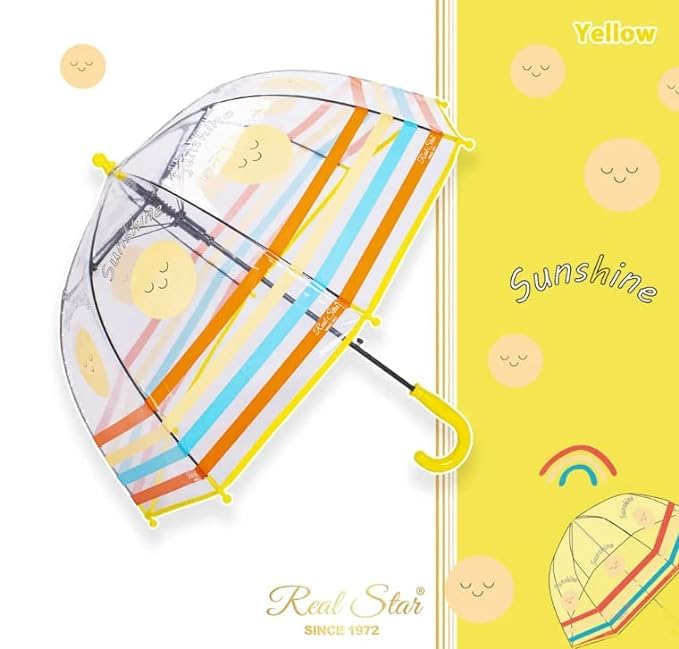 Image of Rainbow Smiling Sun Umbrellas Children Magic Cloud Transparent, See through Dome Umbrella for Children, Umbrella for Girls and Boys, Umbrella for Kids