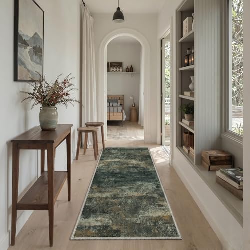 Image of BEIMO Area Rugs 8x10 for Living Room Bedroom, Modern Abstract Machine Washable Rug, Large Soft Low Pile Floor Carpet with Non Slip Backing for Dining Room, Smoky Sage Green