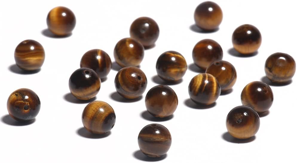 Lasofamere 6mm Natural Stone Beads for Jewelry DIY Making Bulk,Natural Yellow Tiger Eye Loose