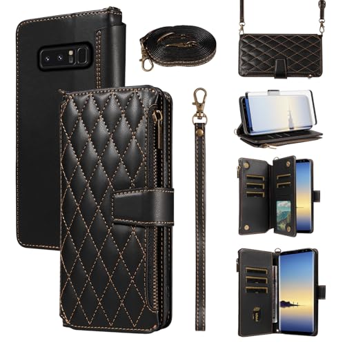 Étui Samsung Note 8 Asuwish antichoc avec portefeuille zippé et vitre de protection