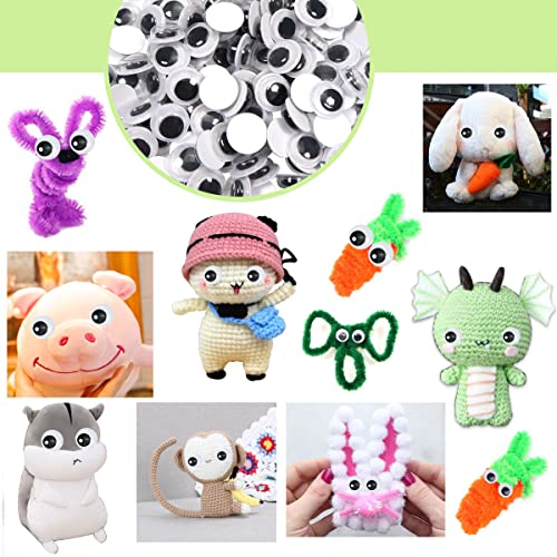 Image of TOAOB 150pcs 15mm Plastic Wiggle Googly Eyes Self Adhesive Black Round Sticker Eyes DIY Arts Crafts Scrapbooking Accessories