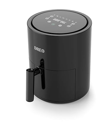 Dreo Air Fryer - 100 to 450 4 Quart Hot Oven Cooker with 50 Recipes, 9 Cooking Functions on Easy Touch Screen, Preheat, Shake Reminder, 9-in-1 Digital Airfryer, Black, 4L (DR-KAF002)