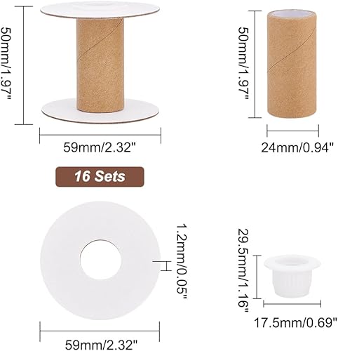 Miniatura 3 de PH PandaHall 16 juegos de carretes de hilo de papel vacíos, bobinas de tejido de alambre, carretes de costura de papel, soporte de cinta de hilo