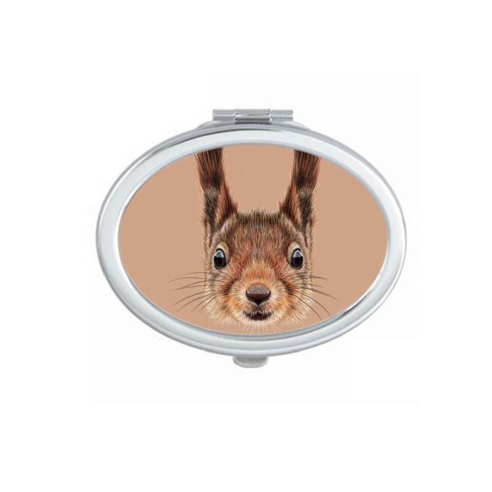 Little Brown Long Ears Squirrel Animal Mirror Portable Fold Hand Makeup Double Side Glasses