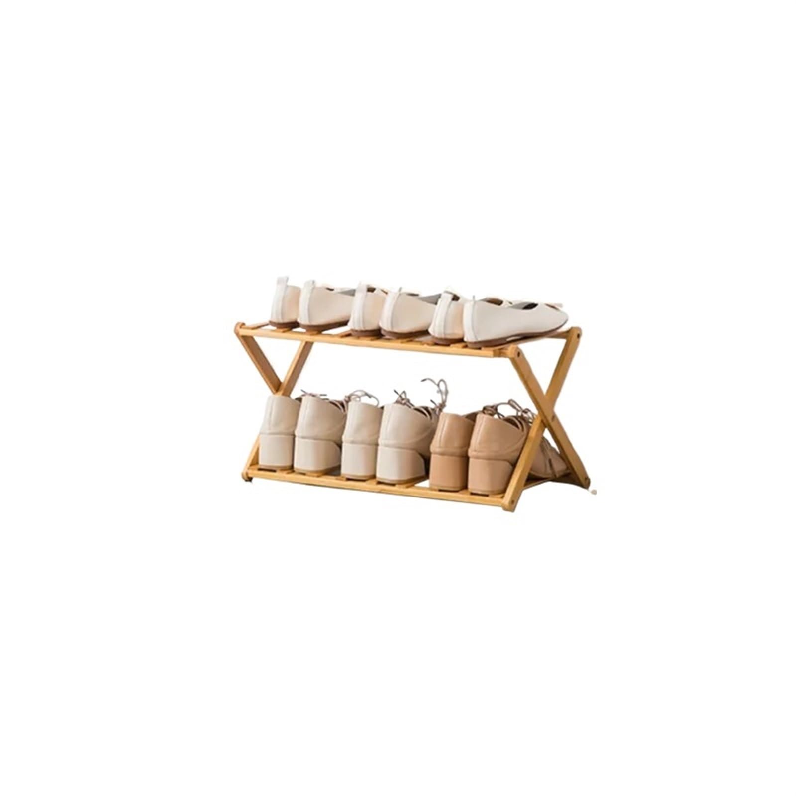 Étagère à chaussures en bois pliable marron de 50 cm pour entrée