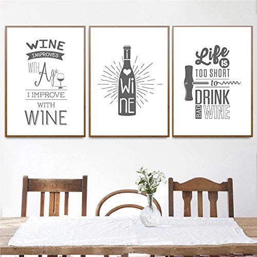 Affiche Vin et Bière Noir et Blanc 50x70cm Décoration Murale Cuisine et Bar