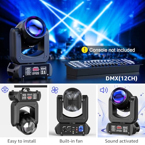 Image of 150W Moving Head Lights,8GOBO 8Colors Spotlight 18-Facet Prism DMX512 Sound Active Control Strobe /Beam /Wash Stage Lighting for DJ Concert Weddings Bar Party Theater Club Christmas