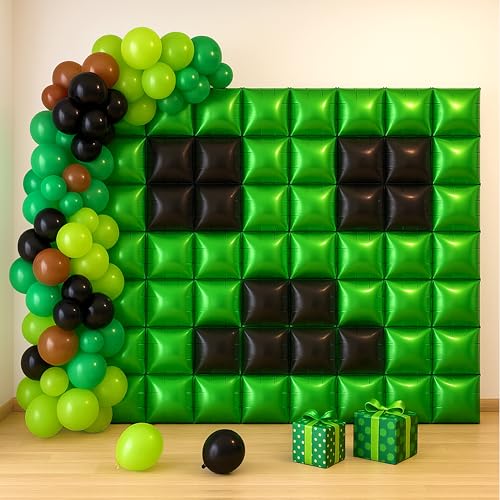 HOMEZZO Pixel Party Balloon Wall Backdrop with Garland - 141 PCS ...