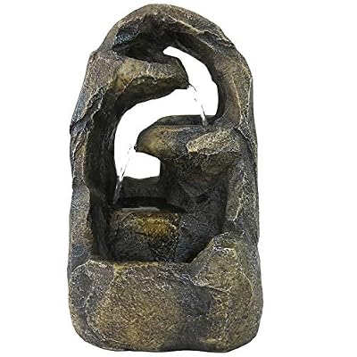 Sunnydaze Cavernous Rock Tiers Indoor Tabletop Fountain - Mini Water Feature - Interior Decor for Desk, Bedroom, Office, Den, Home and Living Room - 12-Inch